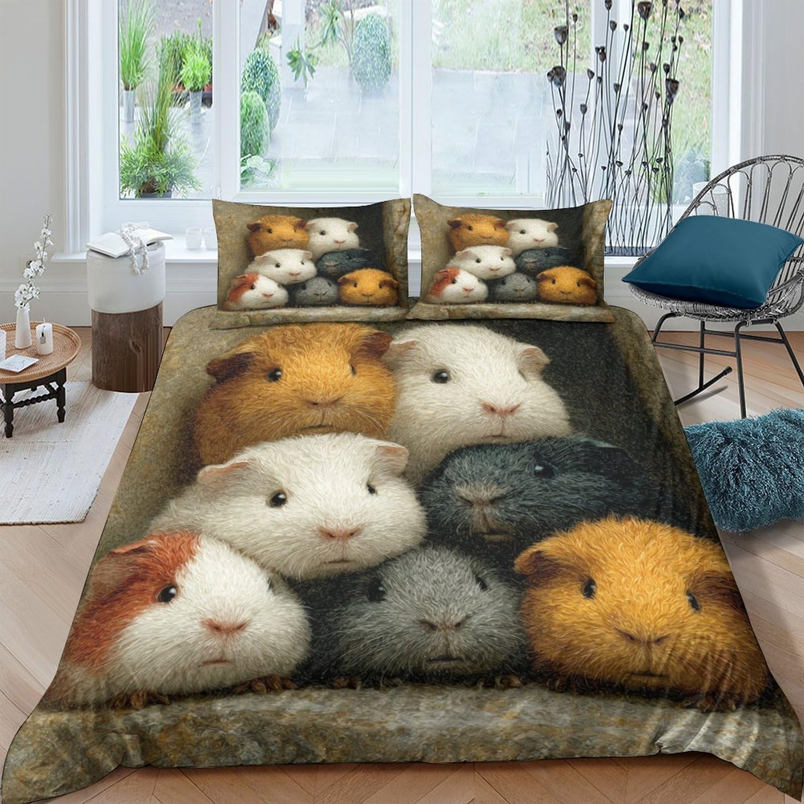 Ctjqhvkz Style-10 3D Printed Cute Guinea Pig Fitted Sheet Microfiber Soft Animal Bed Cover For Bedroom Dorm Mattress Decor Single（135X200cm）