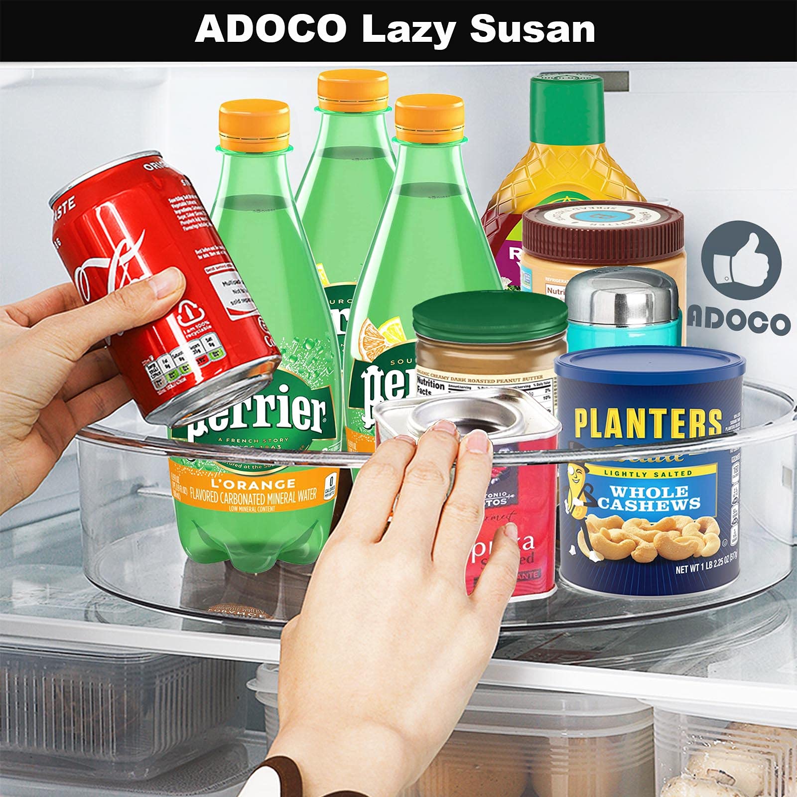 Adoco Lazy Susan Organizer, 12 inch Clear Lazy Susan Turntable