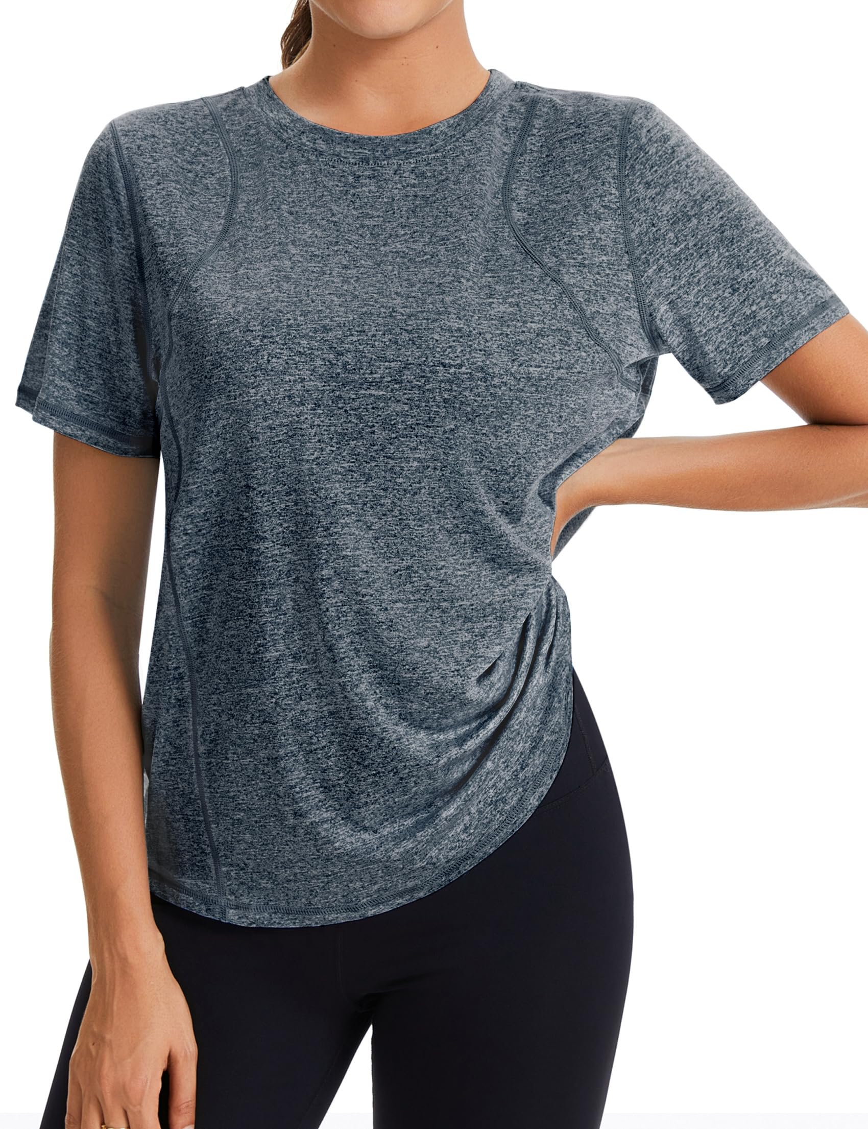 Gyabnw Sportshirt Damen Kurzarm Rundhals Funktionsshirt Oberteile Atmungsaktiv Leichtes Sport Damen Top Für Fitness