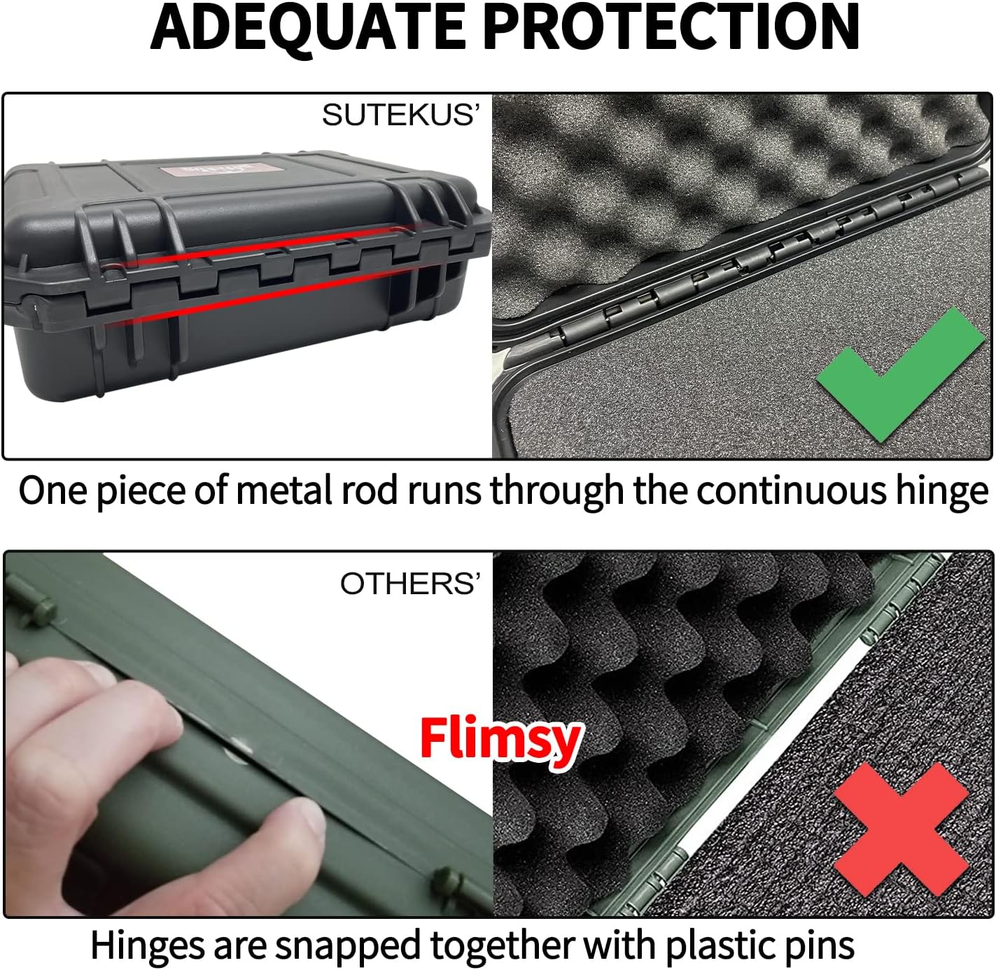 Sutekus Hard Pistol Case Handgun Case Waterproof Pistol Carrying Cases With Foam Gun Accessories