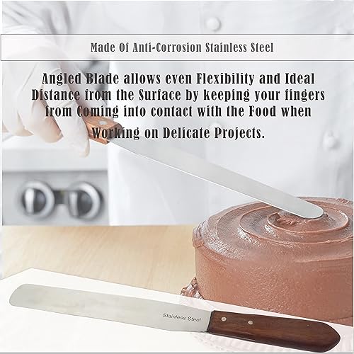 Miniatura 5 de Espátula de glaseado para tartas de mantequilla con mango de madera, herramienta de decoración de pastelería, acero inoxidable, para parrilla,