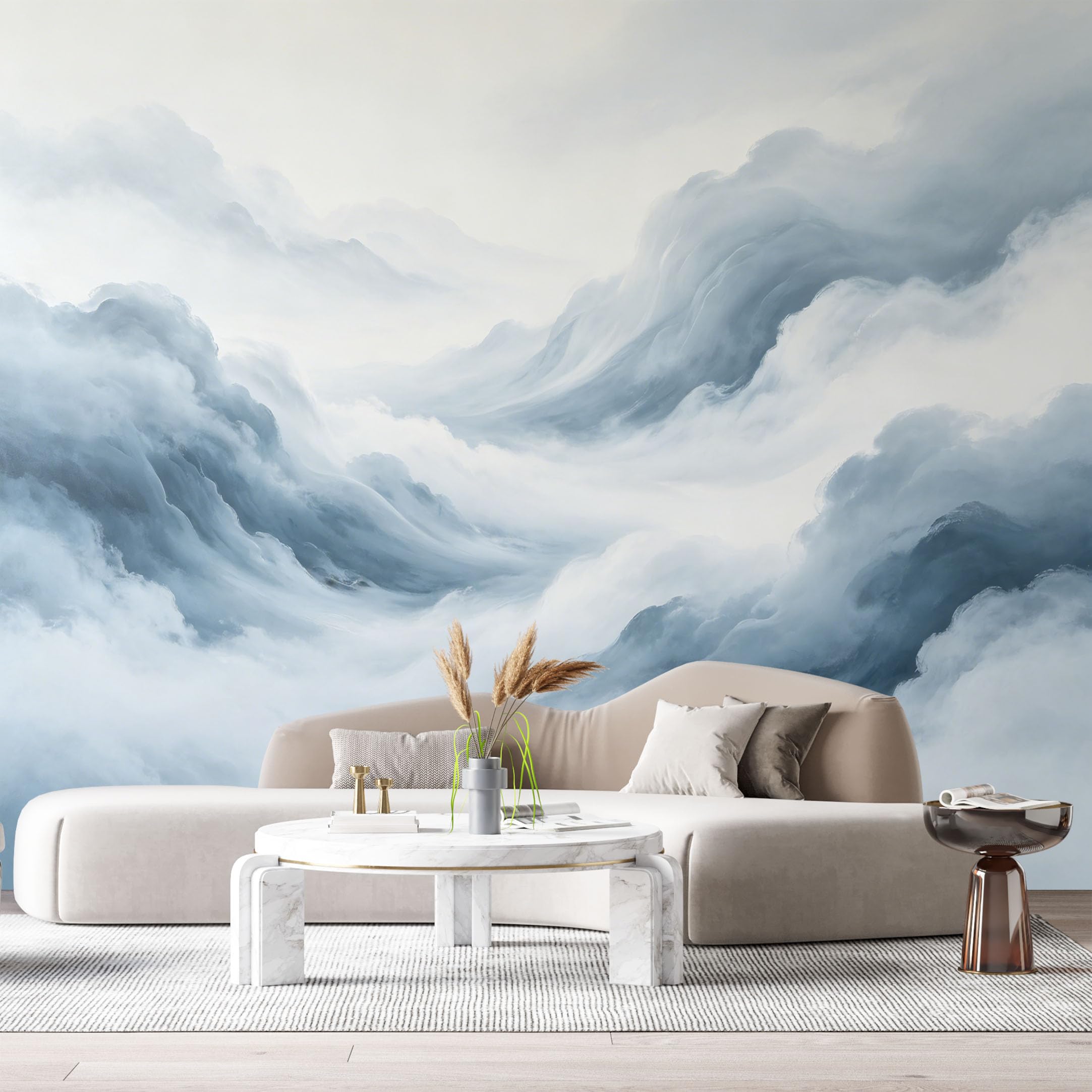 Custom Size Wall Murals Abstract Cloud Landscape Watercolor Sky Mist SelfAdhesive Wall Fabric Removable Large Wallpaper for Photo Living Room