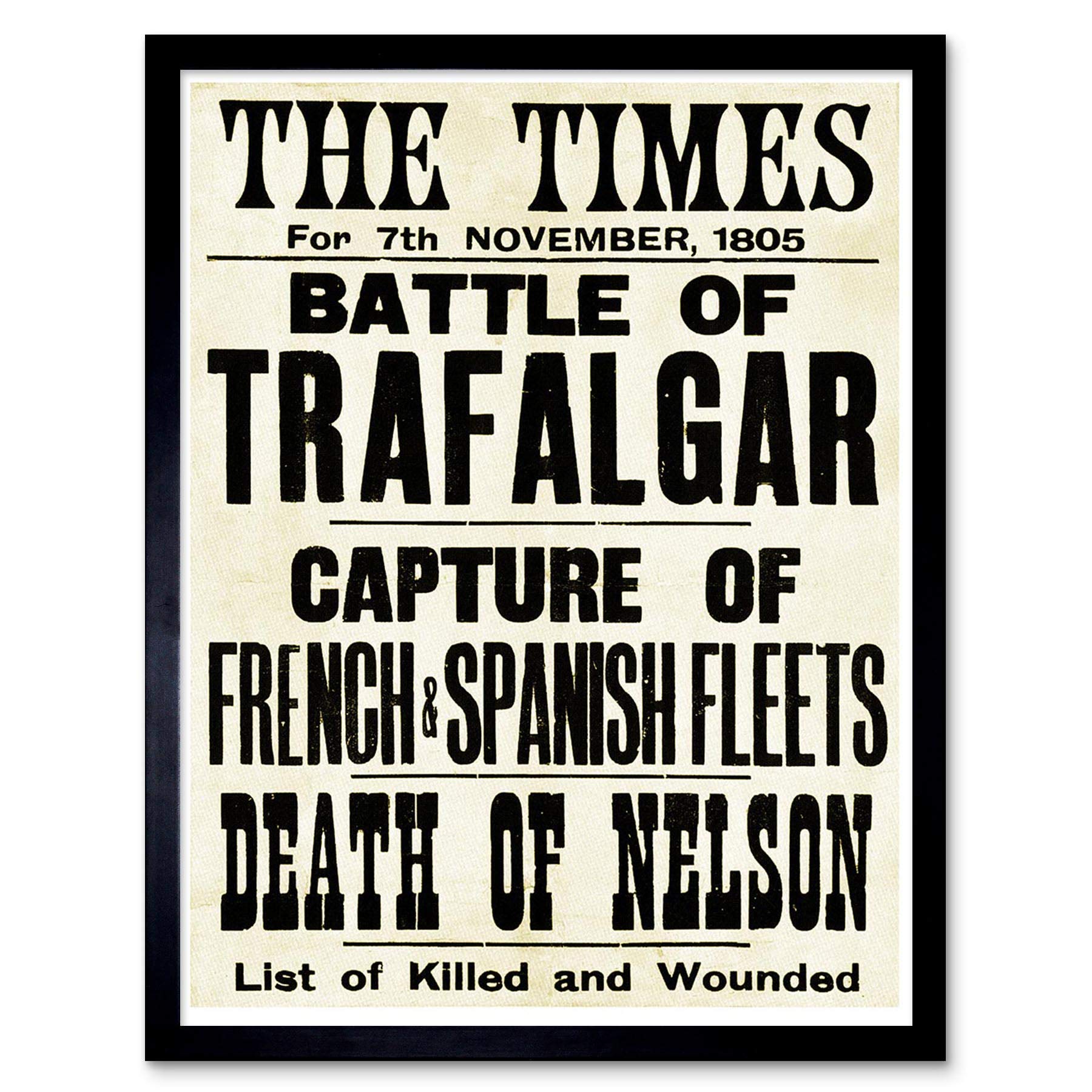 Wee Blue Coo War Napoleonic Battle Trafalgar Times Newspaper 1805 UK Nelson Navy Art Print Framed Poster Wall Decor 12X16 Inch