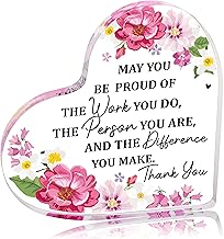Moyel Thank You Gifts for Women Men Retirement Gifts for Women Farewell Gifts for Coworkers Teacher Gifts Heart Shape Acrylic Ornaments Plaque Friend Nurse Boss Teacher Appreciation Gift, 4”X4”X0.4”