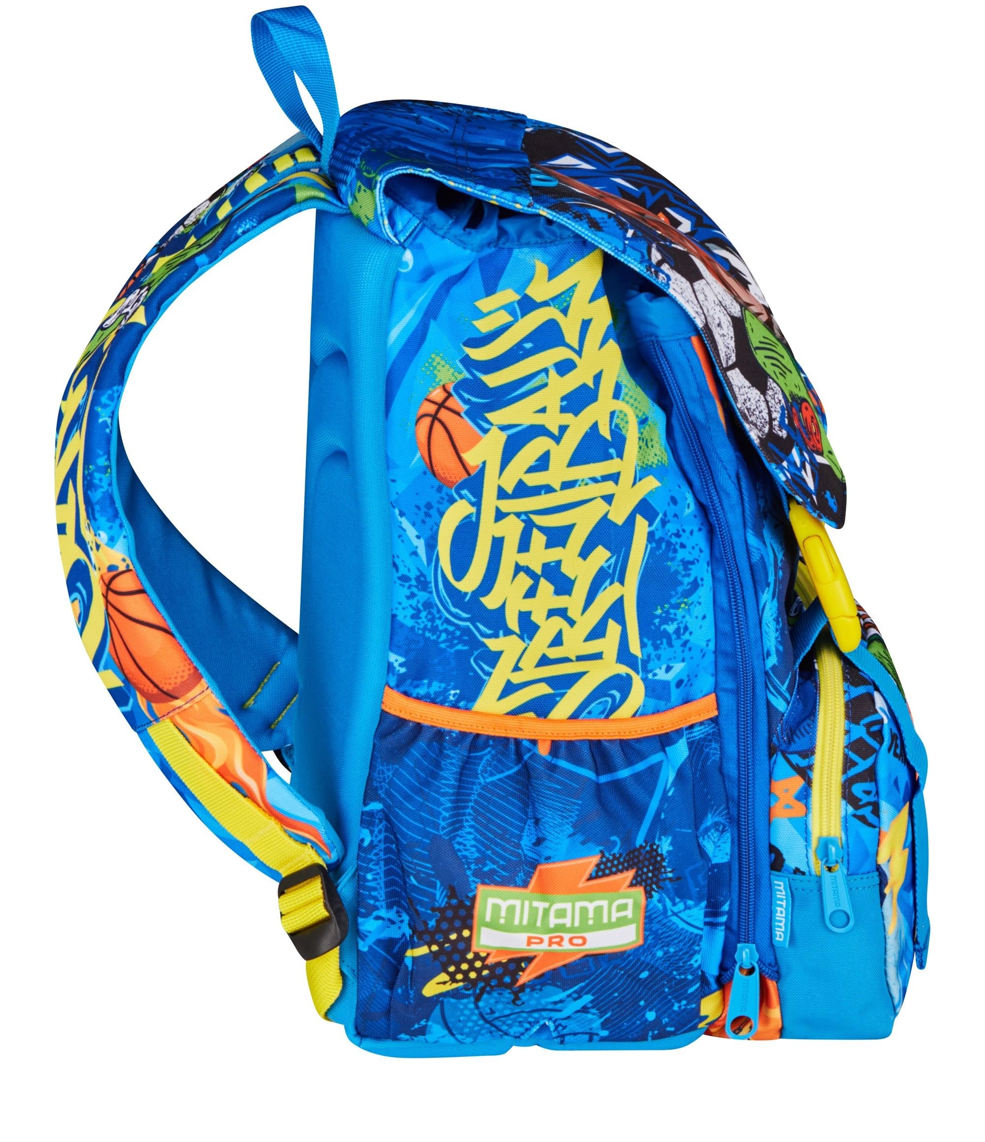 Mitama Zaino Estensibile 4 Zip, TIGERPLAY, Blu, Maxi Capienza, Tasca Porta Borraccia, Doppio Scomparto, Schienale Preformato, Bambino, Scuola Elementare