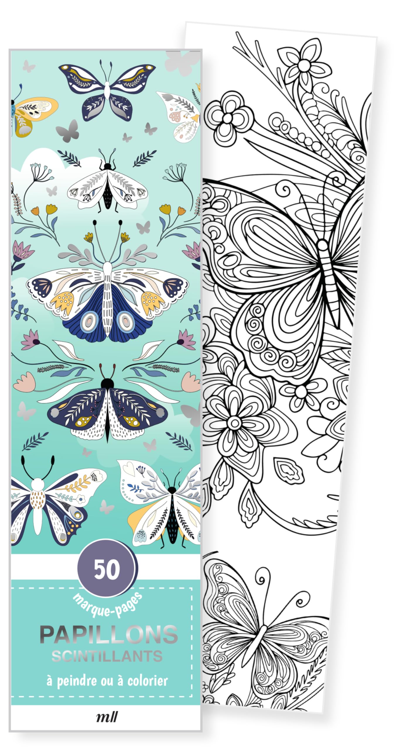 Marque-pages - Papillons scintillants: 50 marque-pages à peindre ou à colorier