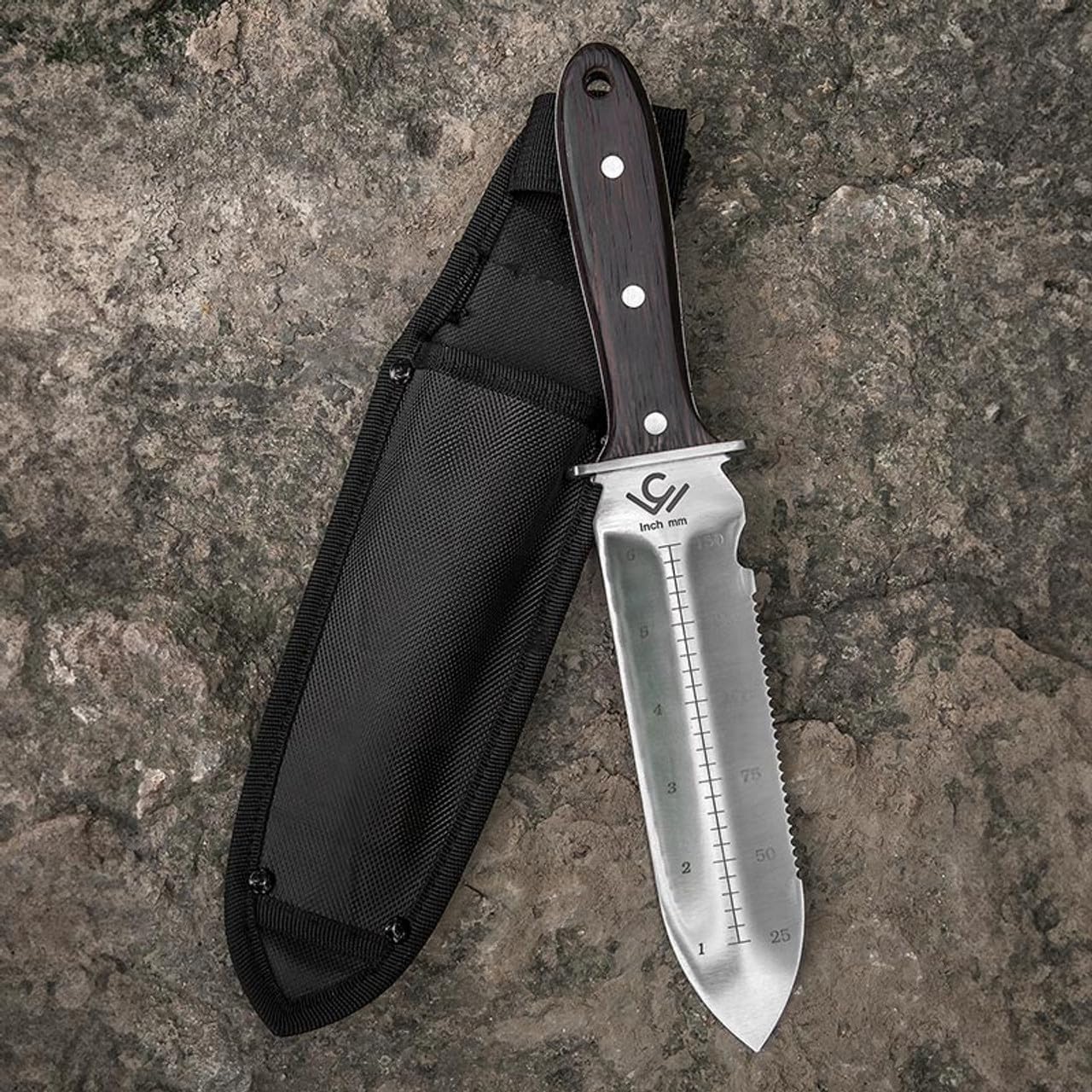 TerraBlade Hori Hori Knife – Heavy-Duty Steel, Outdoor Tool with Black Wood Handle for Digging, Cutting and Camping