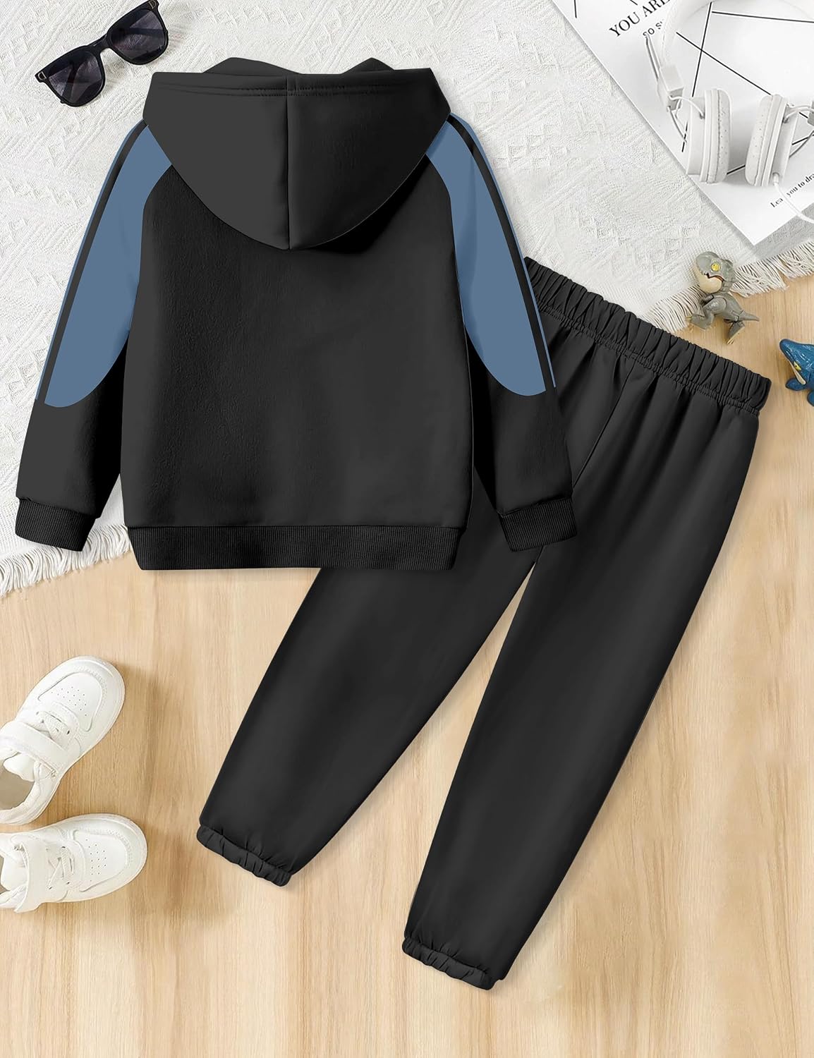 BAVADER Boys Clothes Hoodie Kids Boys' Clothing Sets Stripe Color Block Sweatsuit 2pcs Long Sleeve Outfits with Pocket 6-14y