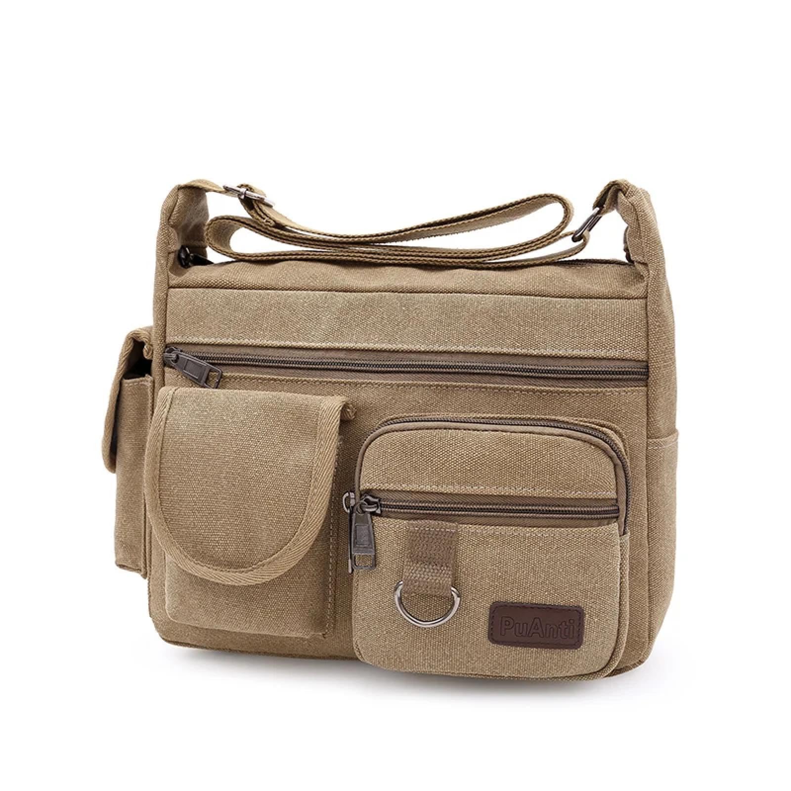 Sacs Banane Sac À Bandoulière en Toile Rétro pour Hommes Sac À Bandoulière De Voyage Décontracté Sports De Plein Air avec Bretelles Réglables
