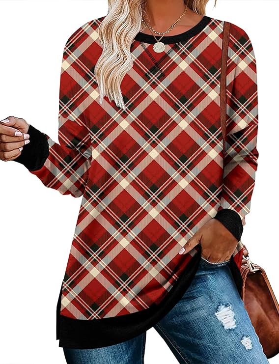 BETTE BOUTIK Women's Drop Long Sleeve Sweatshirts Casual Crewneck Tunic Tops Sweartshirts With Side Slits S-3XL