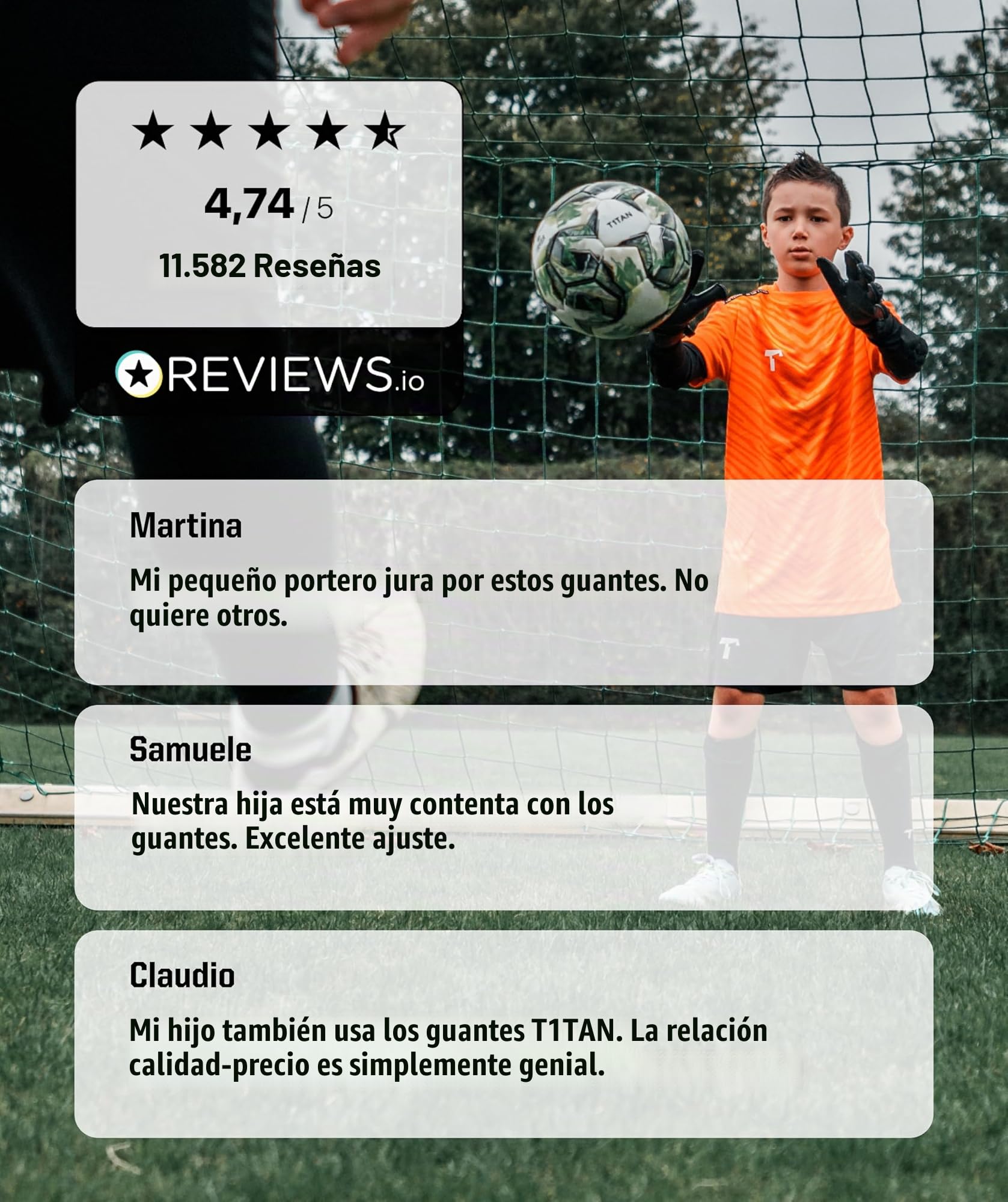 T1TAN Rebel (FP) Guantes de Portero para niños - Guantes de fútbol para porteros - con protección para los Dedos