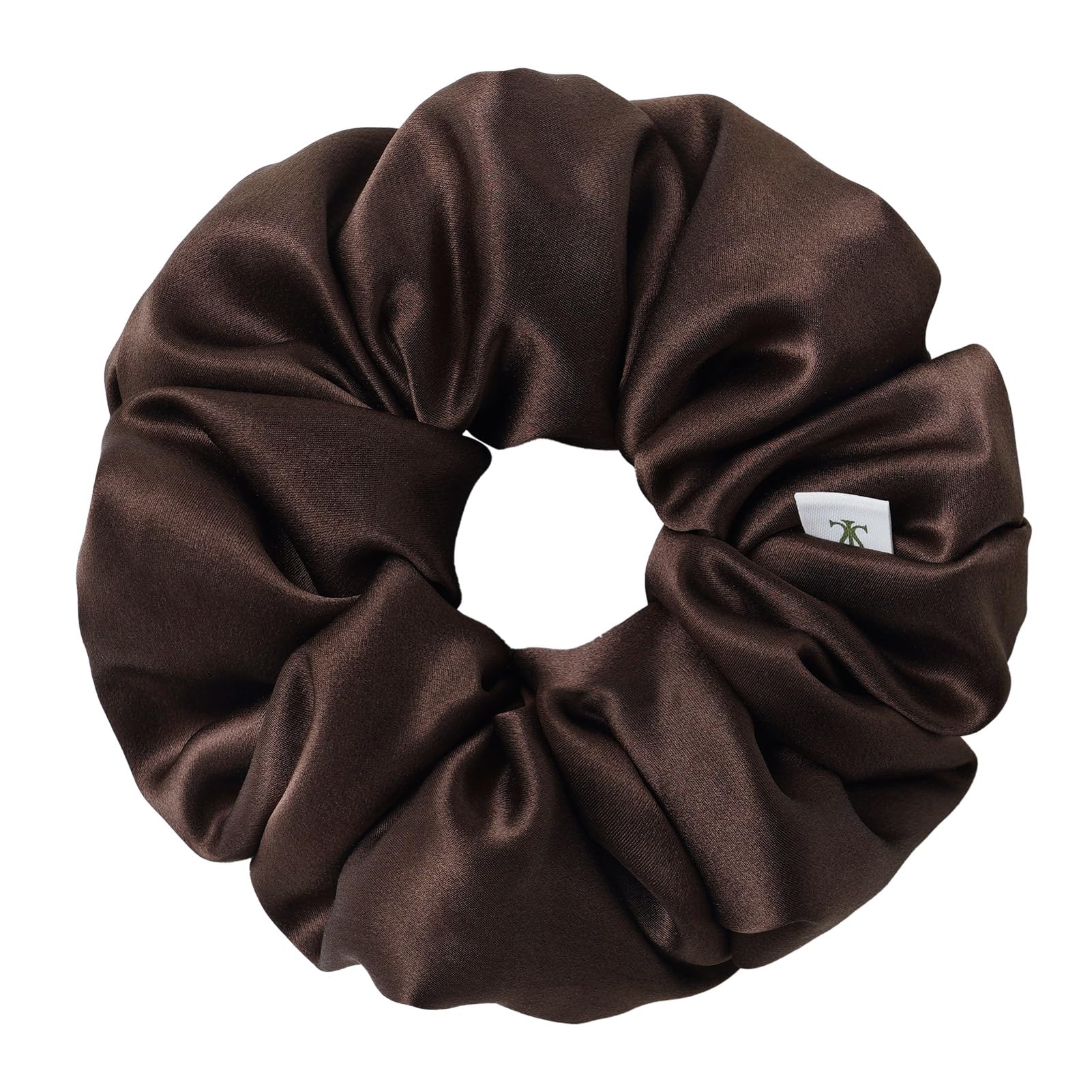 LILYSILK Women's 100% Mulberry Silk Big Hair Scrunchies Ladies Pure Silk Filled Giant XL Ponytail Holder Oversized Elastic Hair Tie Band Large Jumbo Hair Bobble for Breakage Prevention(Chocolate)