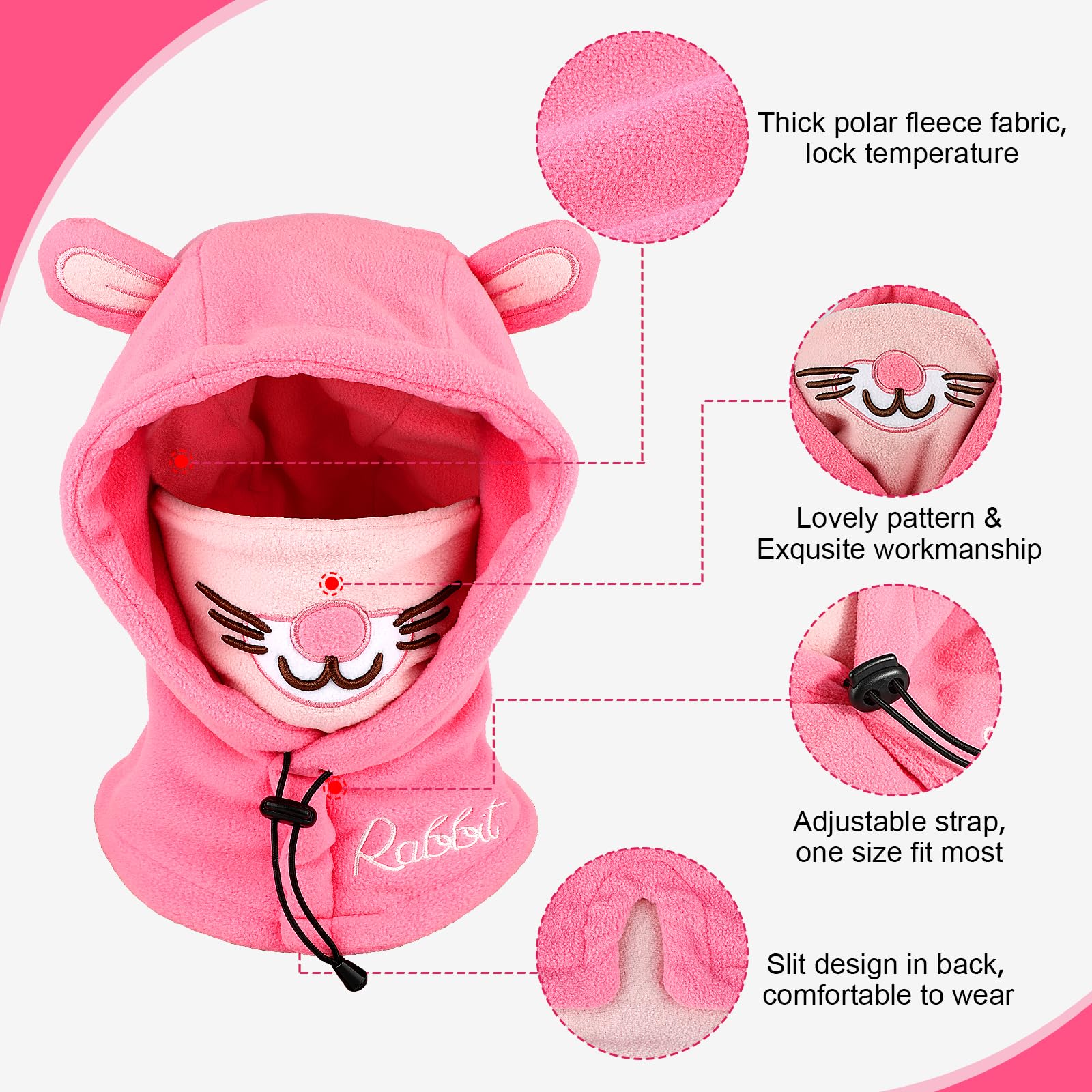 Pasamontañas Térmicos de Invierno Niños, Animal 3D Máscara de Esquí Ciclismo, Multifuncional Prueba de Viento Cálido Sombreros Gorro Forro Polar, Calentador de Cuello, Mascarilla Niños Niñas