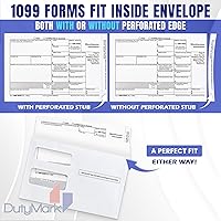 Vista 2 de 50 1099 Tax Envelopes Self-Seal Designed for printed 1099 Laser Forms - MISC - 1098-1099 R - DIV - INT, Double-Window Security For Quickbooks or Tax