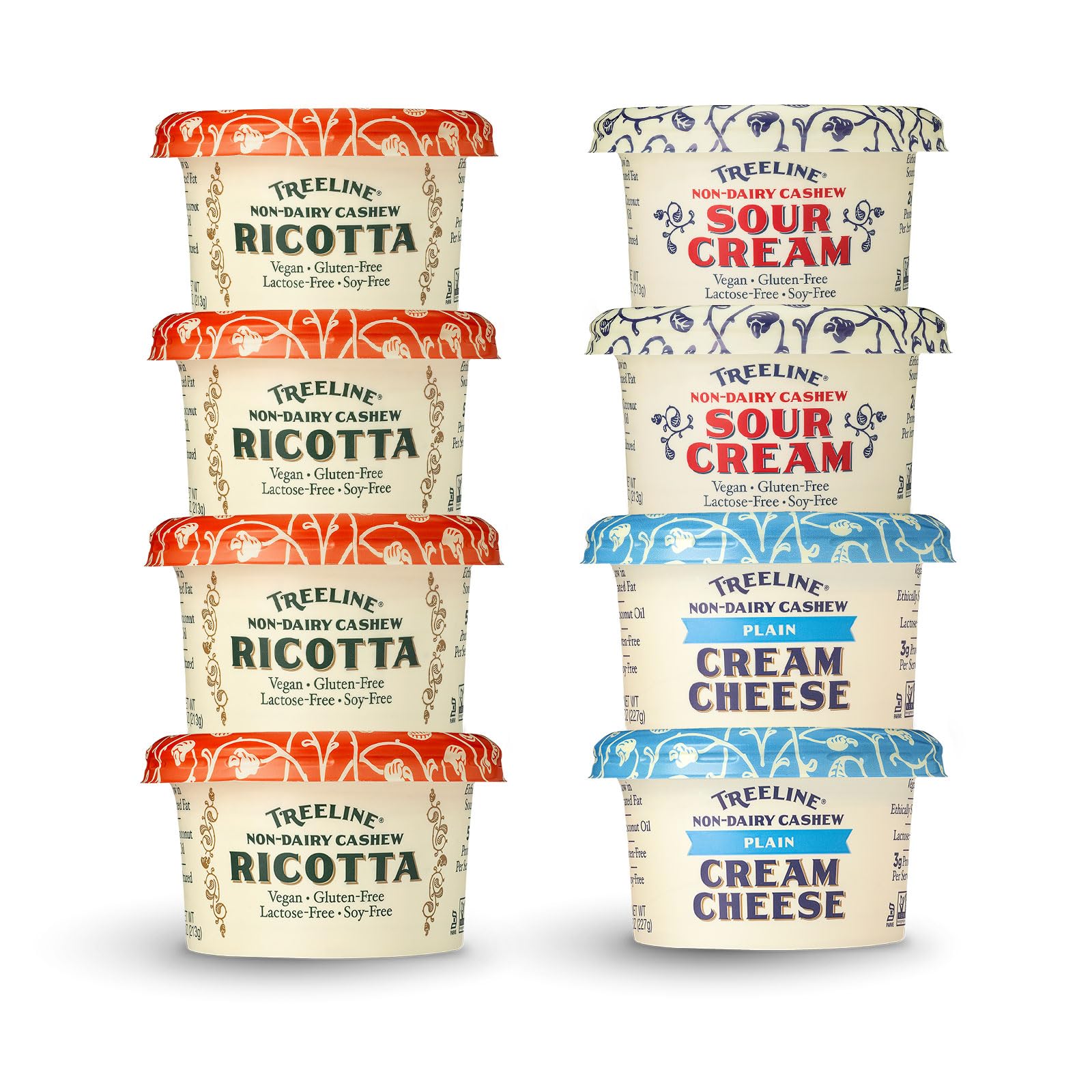 Treeline Cheese - Vegan Cheese Assortment - Ricotta, Sour Cream, Plain Cream Cheese