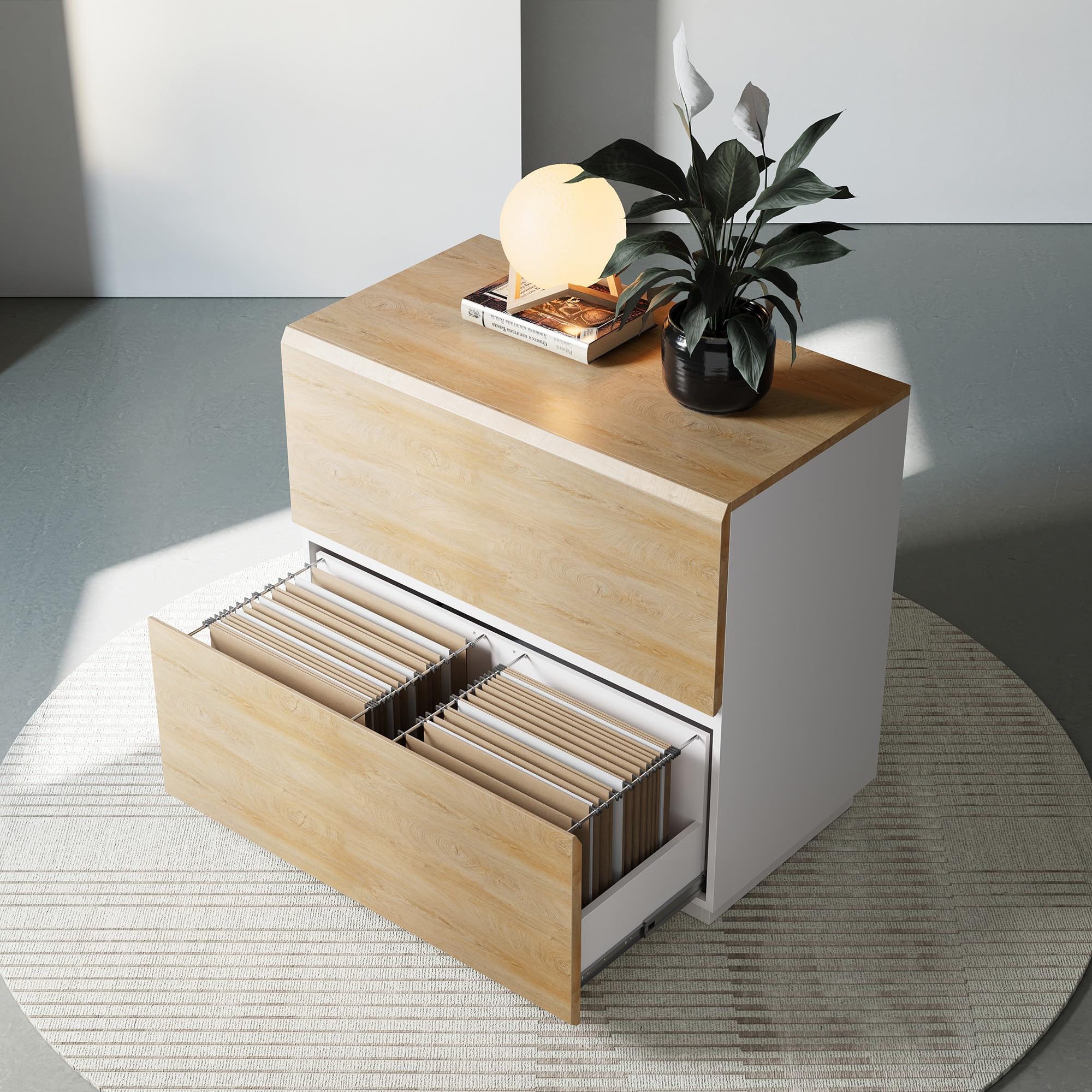 ModernMate 2 Drawer Lateral File Cabinet, 31W*28H Wood Filing Cabinet with Anti-tilt Mechanism, Home Office Storage Filing for Letter, A4 & Legal Size