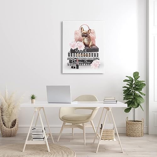 Miniatura 2 de Stupell Industries Glam Bookstack - Monedero acolchado para pared, diseño de Bulldog francés, diseño de Ziwei Li, 30 x 40, multicolor