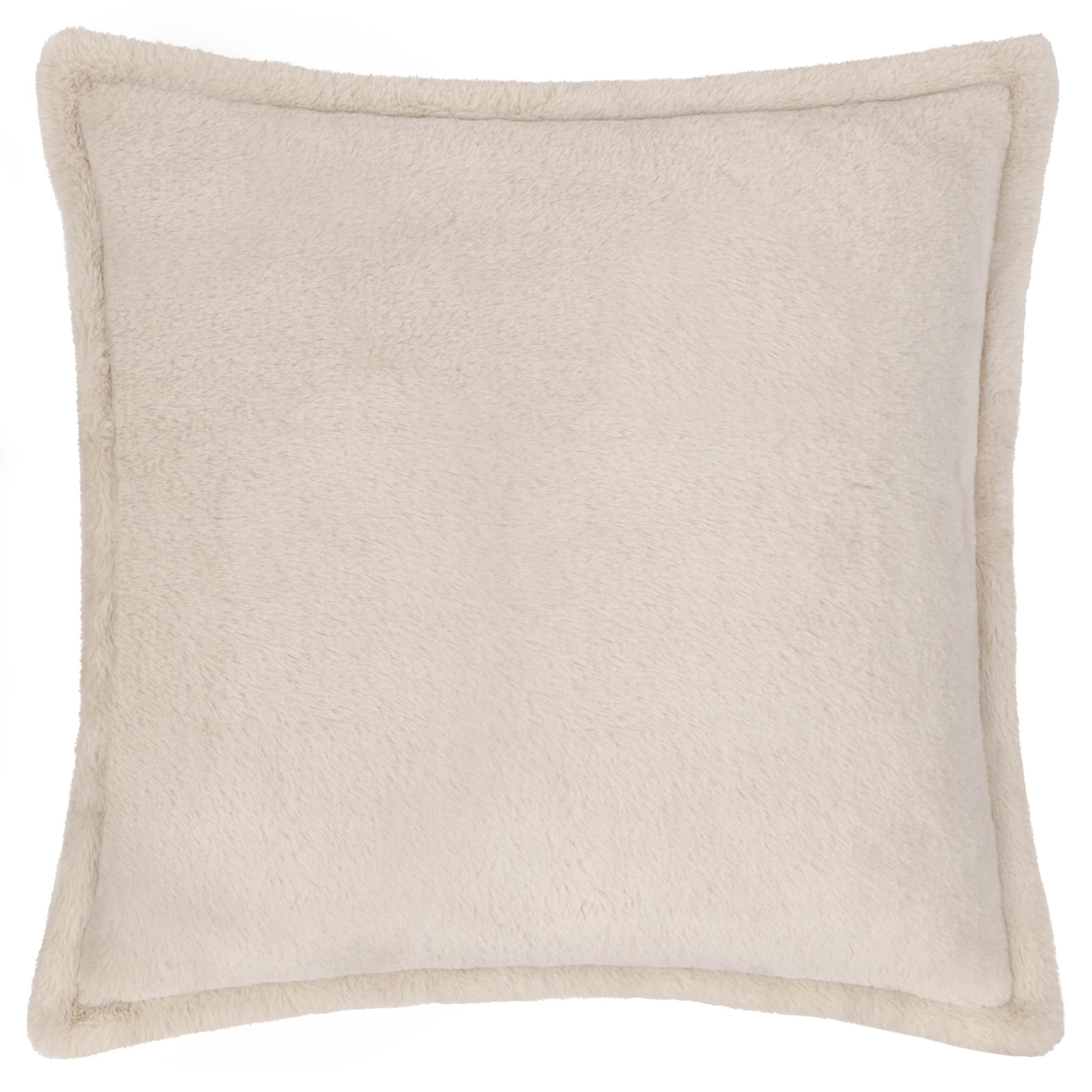 furn. Kallu Faux Fur Cushion Cover – Soft Fluffy Decorative Cushion with Oxford Edge (Natural - 55x55cm)