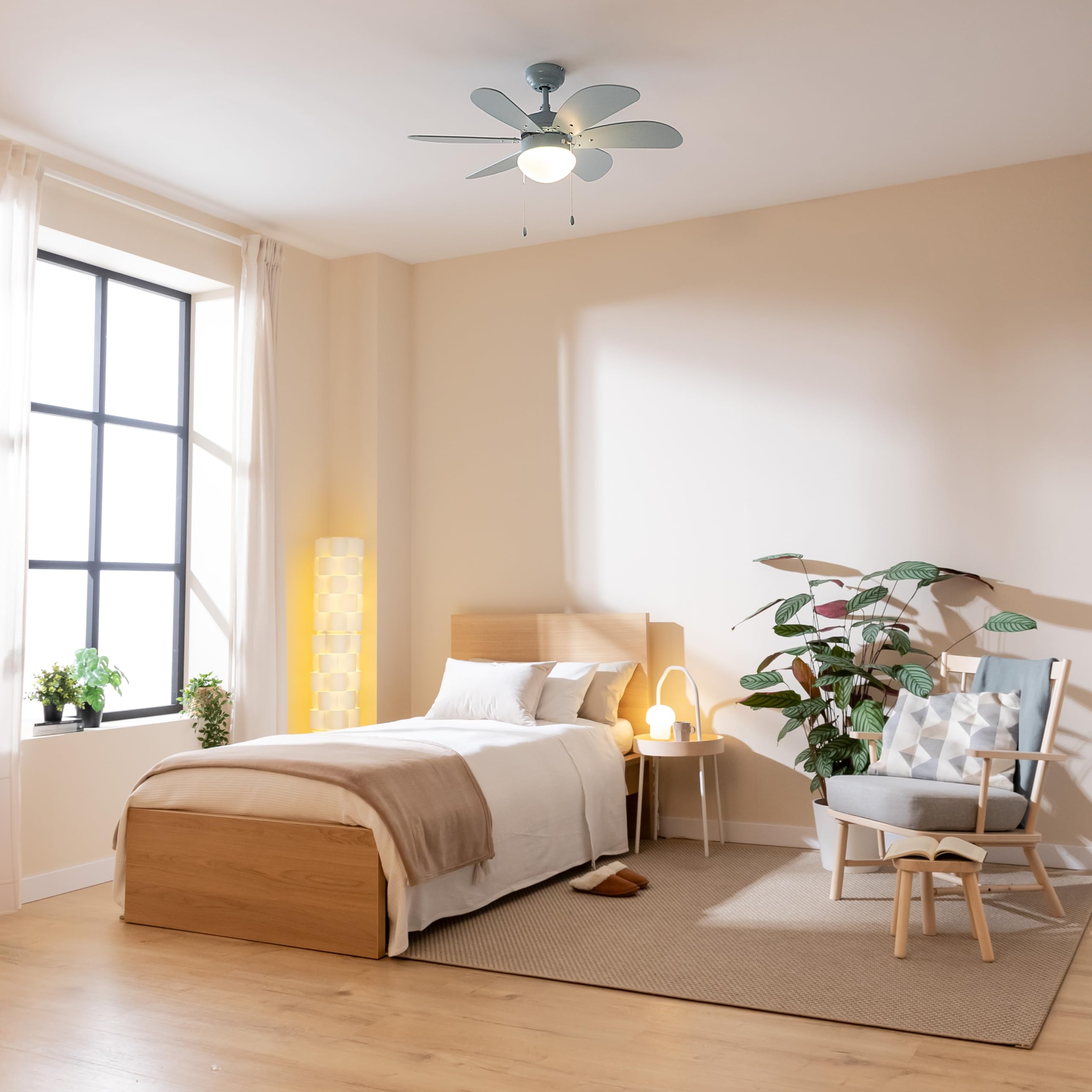 Cecotec EnergySilence Aero 3600 Vision Full Sky Deckenventilator mit Licht 50 W, 36", 3 Geschwindigkeiten, 6 umschaltbare Flügel, Winter-Sommer-Modus, einfache Bedienung, Ein/Aus, Kettenschalter