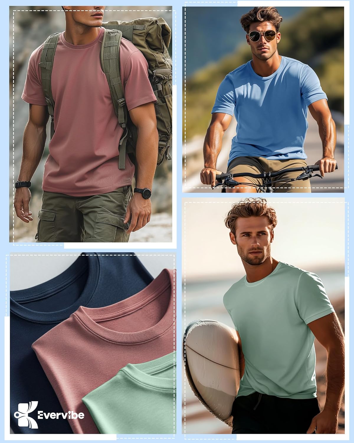 10 Pack Men's Big and Tall Shirt Short Sleeve Cotton Tee Loose Fit Top - Image 4