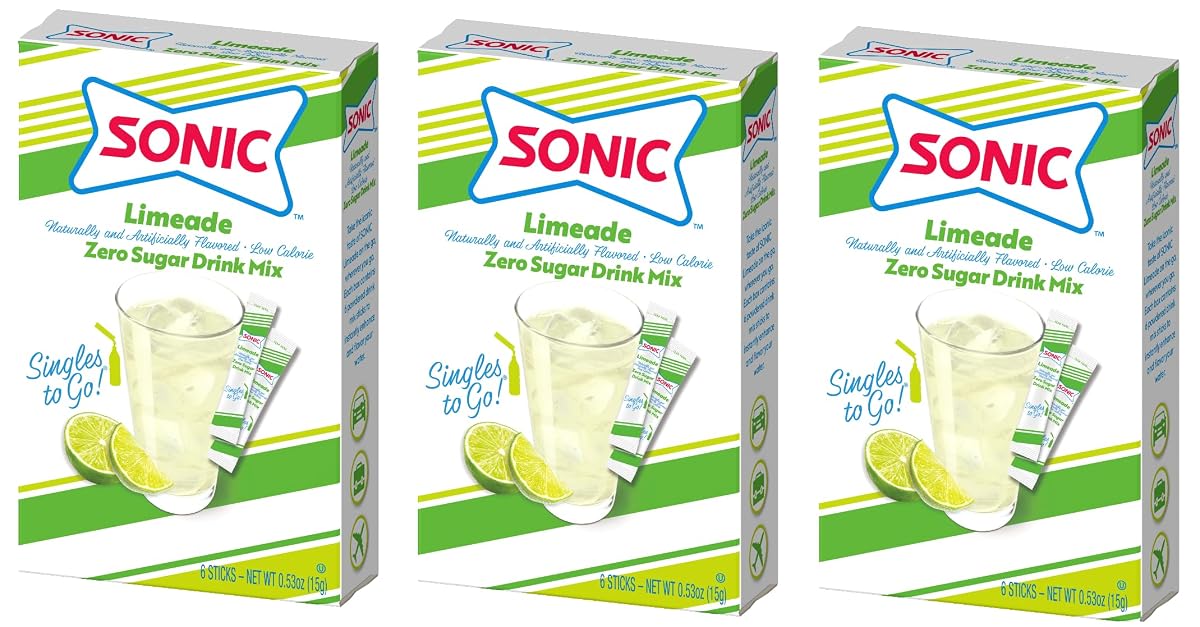 SINGLES TO GO! Sonic Limeade Drink Mix, 0.53 Ounce, Pack of 3