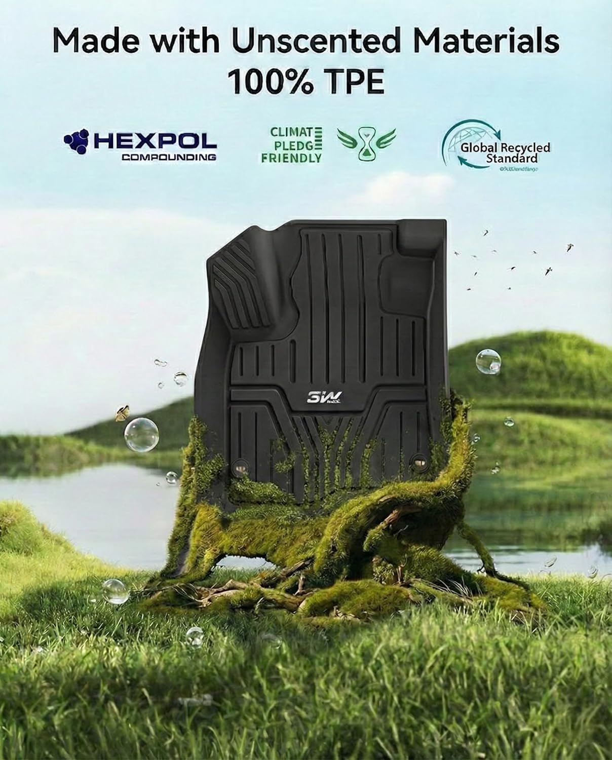 3W Floor Mats Fit for 2026 2025 2024 2023 Honda CR-V(Include Hybrid & CRV FCEV), Custom Fit Floor Liner for 1st 2nd Row Floor Liner TPE All-Weather Car Liners Black - Image 8