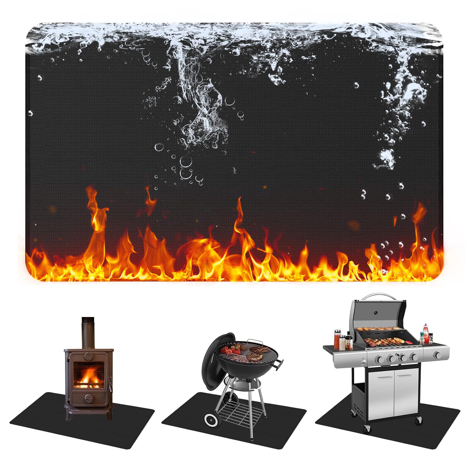 MAXTBEE 76x48in Under Grill Mats for Outdoor Grill,Waterproof,Oilproof and Fireproof Fire Pit Mat,BBQ Matt for Under Grill,Indoor Fireplace Mat?BBQ Protector for Decks and Patios