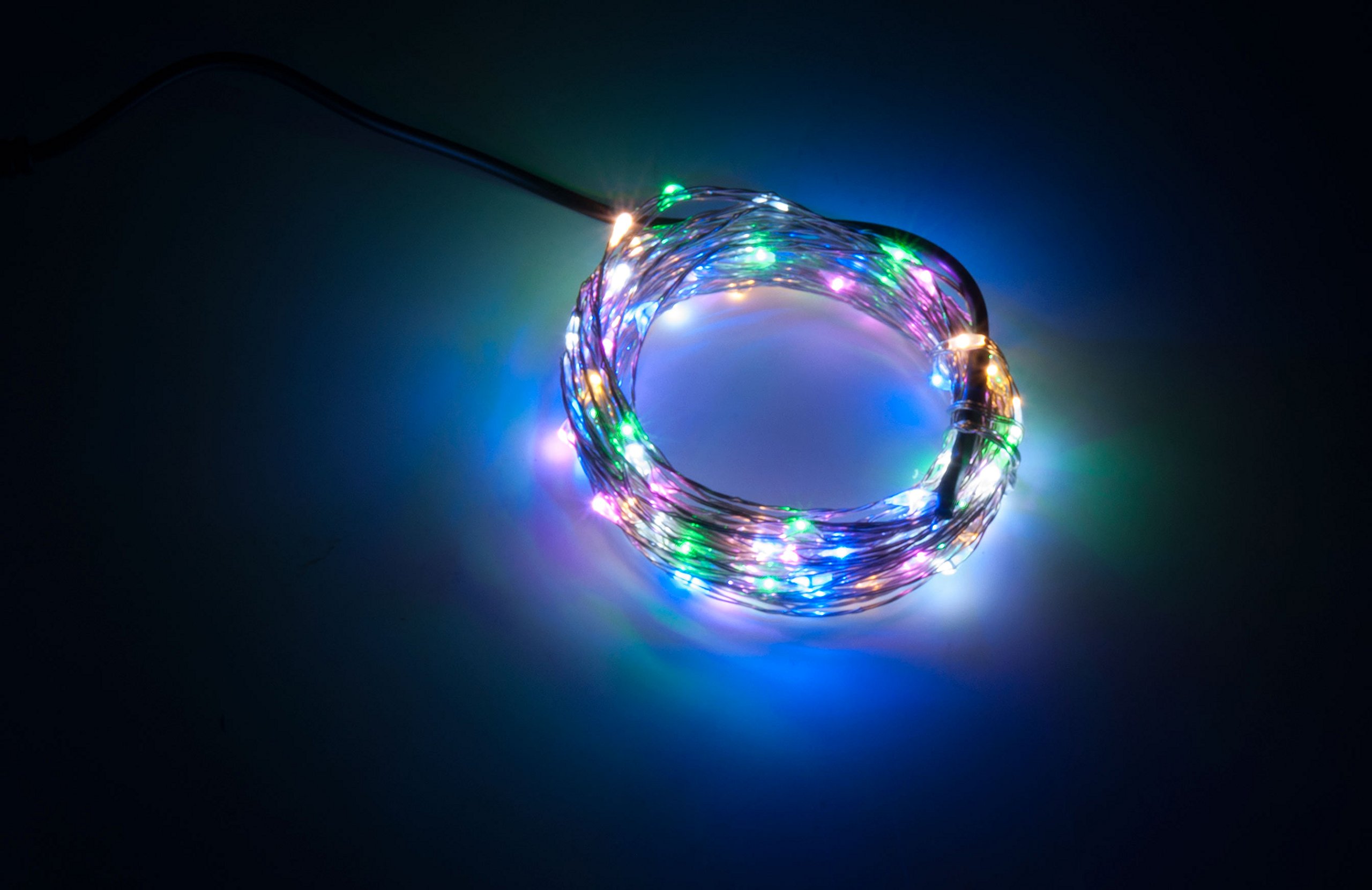 Karlling USB Plug in LED Fairy Lights,100 LED Bulbs 33 Ft Silver Wire Waterproof Starry String Lights for Bedroom Patio Garden Party Wedding Commercial Lighting (RGB) — image 1