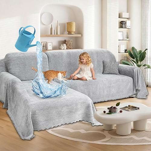 Miniatura 22 de Fundas 100% Impermeables para Sofás Modulares en Forma de L para Perros, Juego de Mantas de Chenilla para Sofás, 2 Piezas, Funda Desmontable con