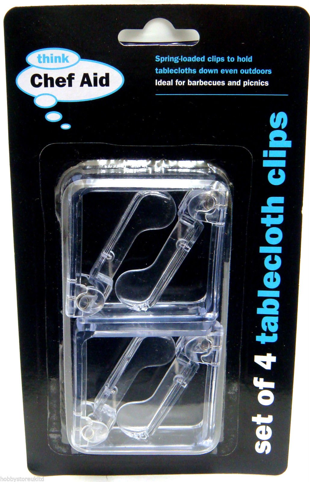 Chef Aid Transparent Clear Table Cloth Clips Spring Loaded Clips Tablecloth Holder Clips Set Of 4 New