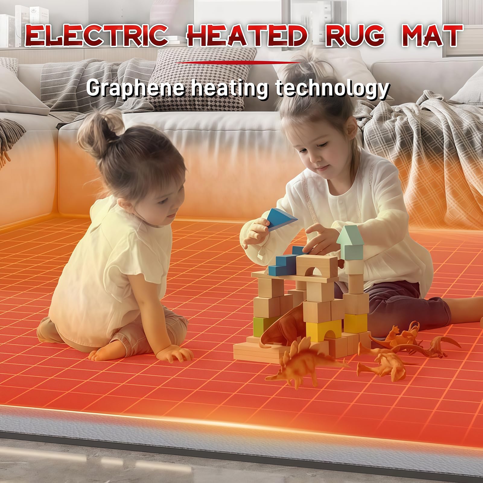 Calentador de suelo radiante infrarrojo, alfombra eléctrica para interiores de sala de estar y dormitorio
