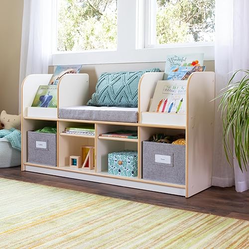 Miniatura 10 de Guidecraft EdQ - Rincón de lectura - Natural: estantería multiusos de madera y organizador de juguetes; muebles de madera contrachapada de abedul