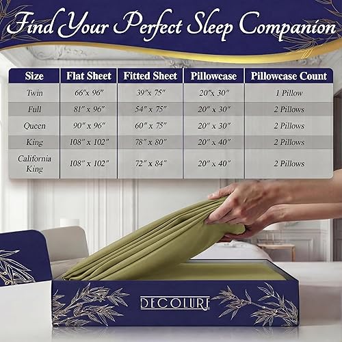 Miniatura 8 de DECOLURE - Sábanas de viscosa orgánica 100% derivada del bambú, tamaño King, 4 piezas, ultrasuave, lujo refrescante, esquinas tipo bolsillos