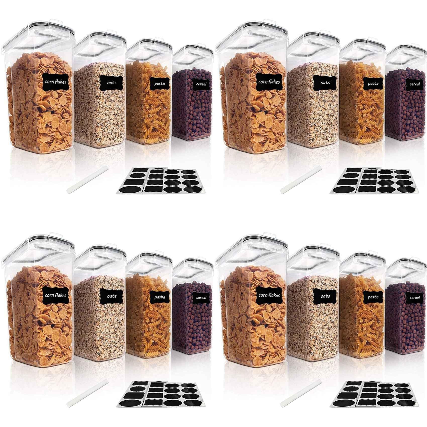 Hndhbfgrt 16Pcs Cereal Storage Container Set, PP Airtight Food Storage Containers 2.5L for Cereal, Snacks and Sugar