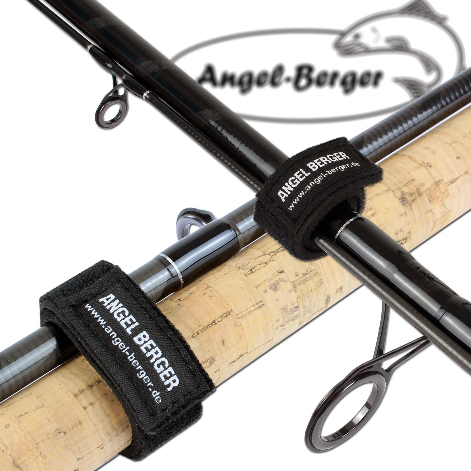 Angel-Berger - Cinta de velcro para cañas de pescar (10 x neopreno, 2 unidades)