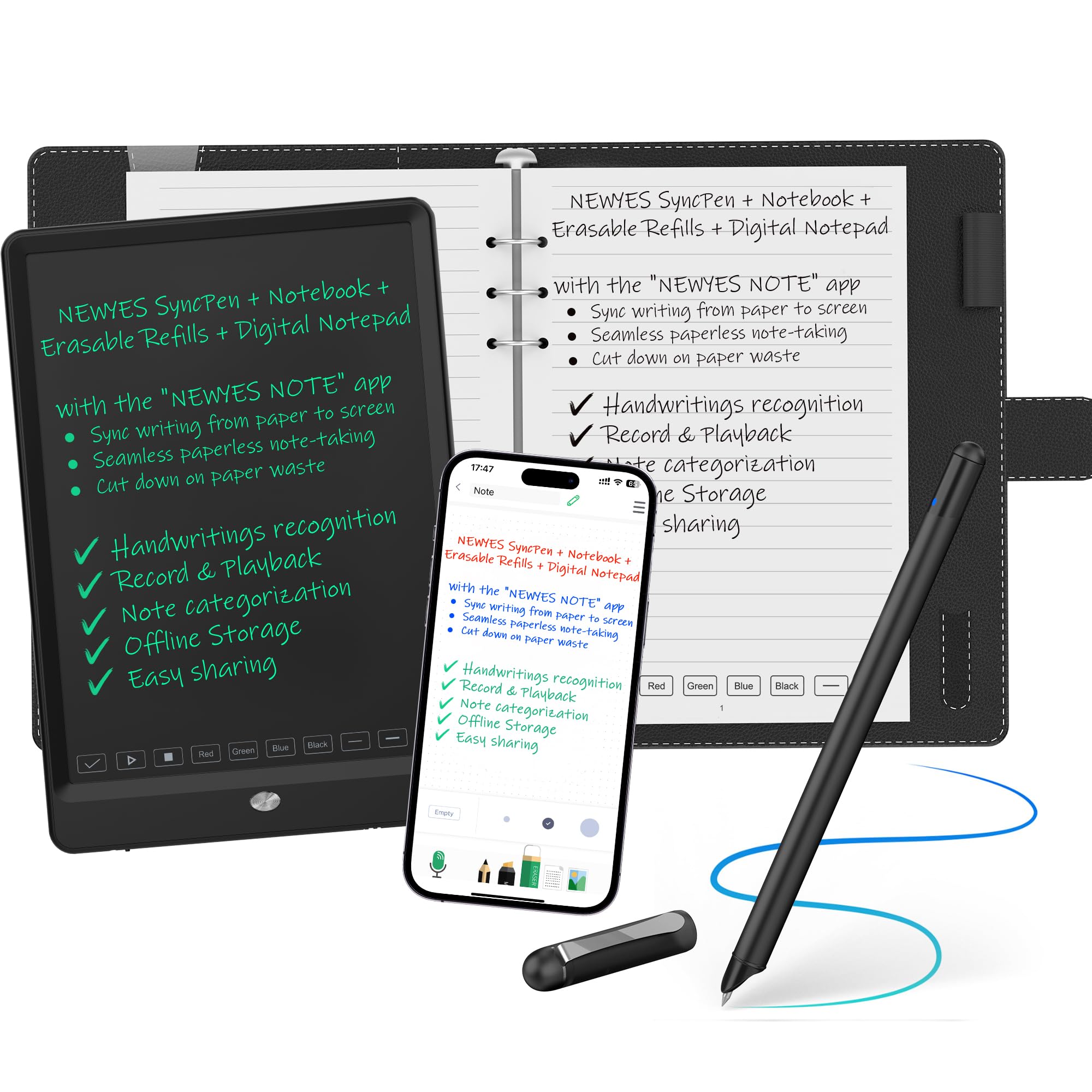 NEWYES SYNC PEN 黒 NEWYES SyncPen 3.0 Digital Note-taking Set | Paper-to-Screen