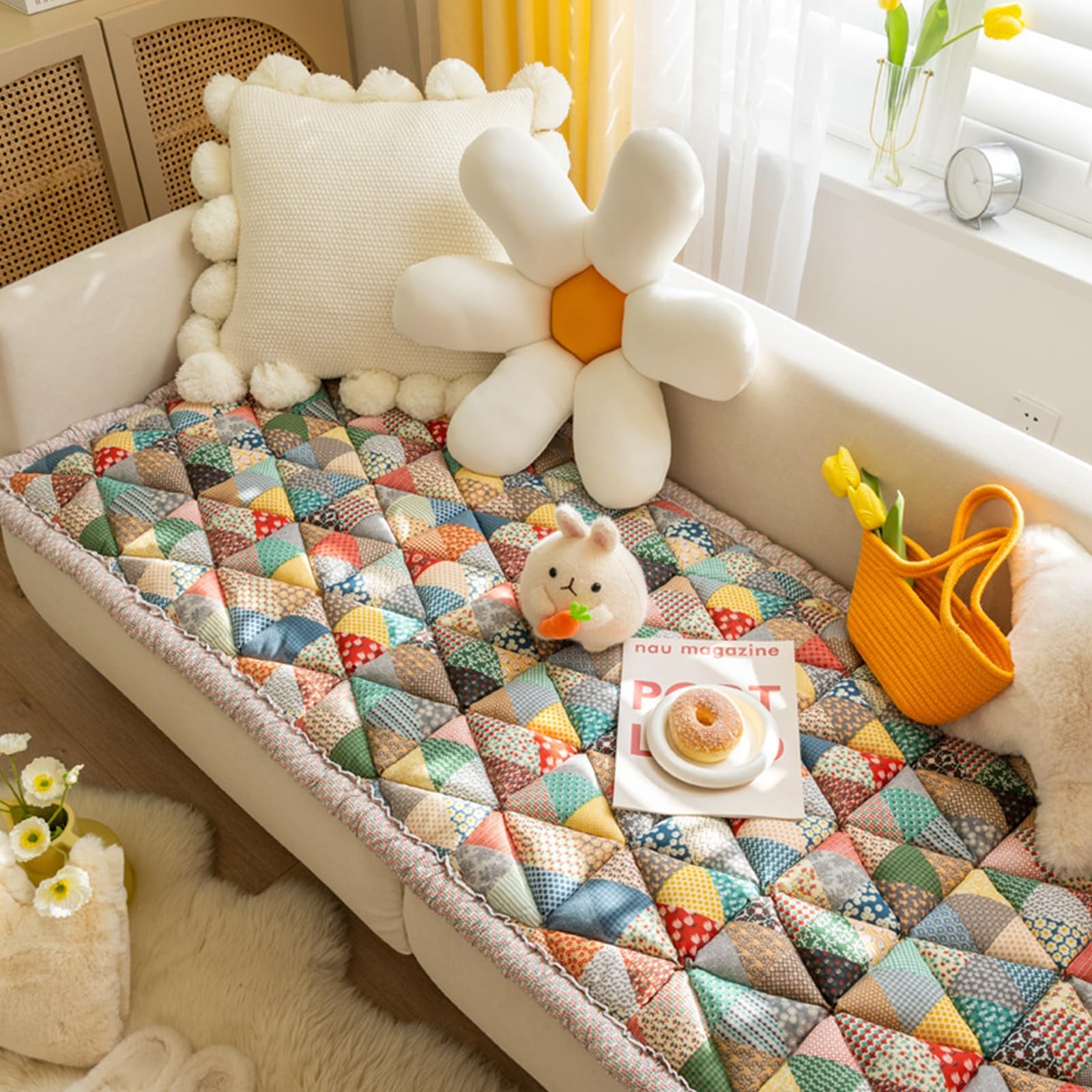 Zabawny puszysty pokrowiec na kanapę bawełniany ochraniacz psa dla właścicieli zwierząt domowych elegancki design ogrodowy 60 x 160 cm poduszka na okno wykuszowe miękka i pokrowiec na meble