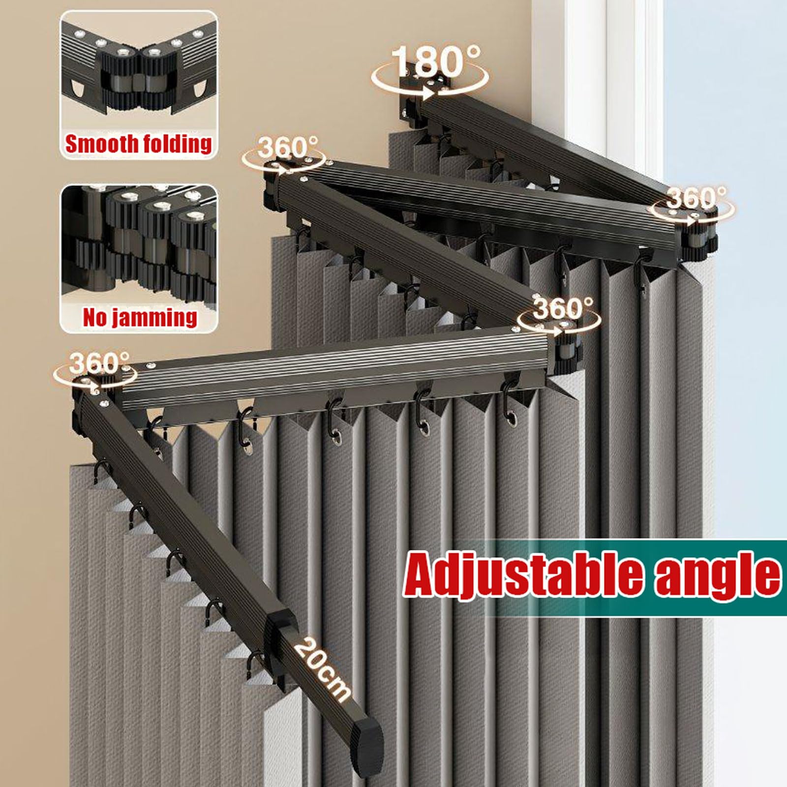 Barra de Cortina de ducha plegable con Cortina de ducha,Barra de Cortina de Deformable sin Taladro,Barra de Cortina de Esquina de Montaje En Pared,Impermeable Antimoho,para esquina,bañera