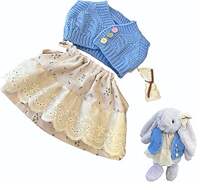 9-12"/31cm Plush Outfit 3-Piece Set for Bashful Series Teddy Bears Under 31cm Stuffed Animal Clothes(NO Doll)