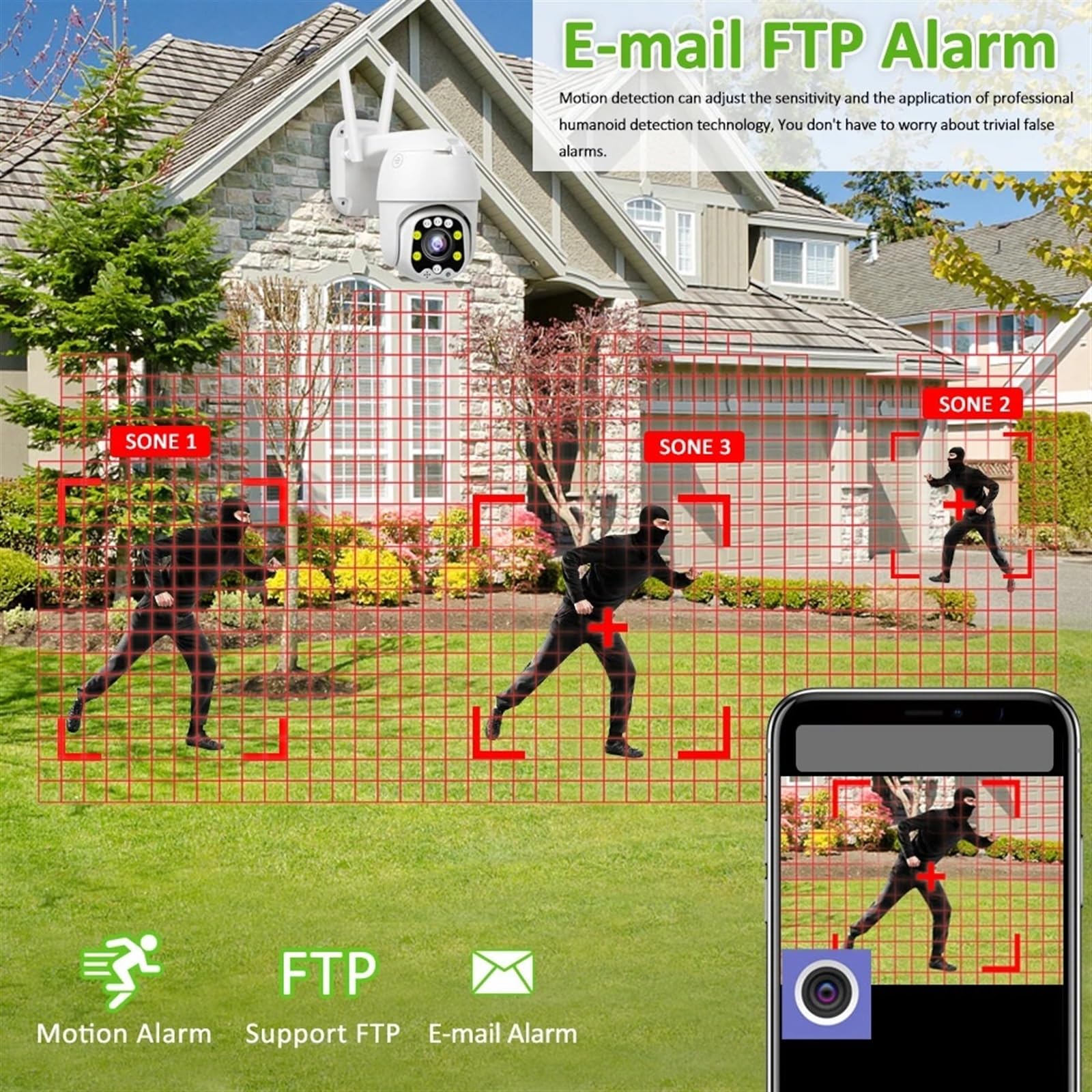 Kamera bezpieczeństwa, Kamera IP na karcie SIM 4G zewnętrzna kamera bezprzewodowa 5MP HD PTZ H.265 Speed ​​Dome Security monitorująca CCTV(5MP WIFI Add 128G)