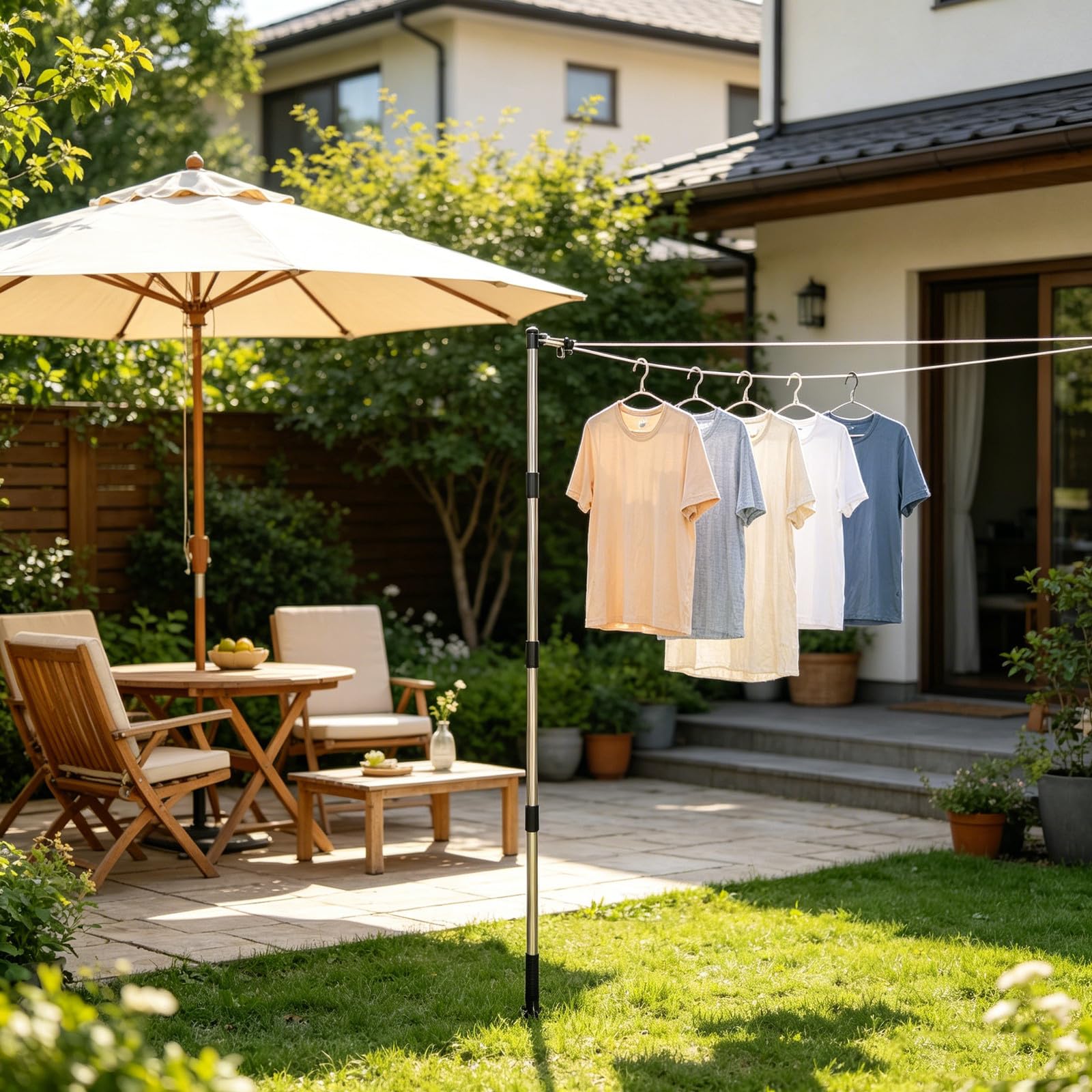 TOYANDONA Robuster Outdoor Wäscheleine Stützstab aus Segmenten zur Verhinderung von Durchhängen Stabilen Befestigung von Wäscheleinen