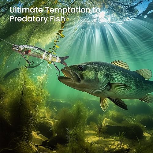 Miniatura 6 de Pristis Lifelike Fishing Plugs for Bass Muskie Walleye, Slow Sinking Swimbaits for Saltwater Freshwater, Shallow Deep Diving Crank Hard Baits Lure