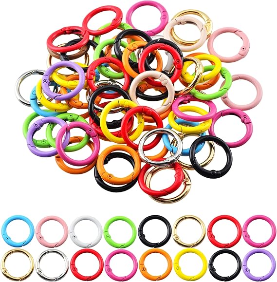 Amazon.com: Carabiner Clip 48Pcs Metal Colored Key Ring Clip Circle ...