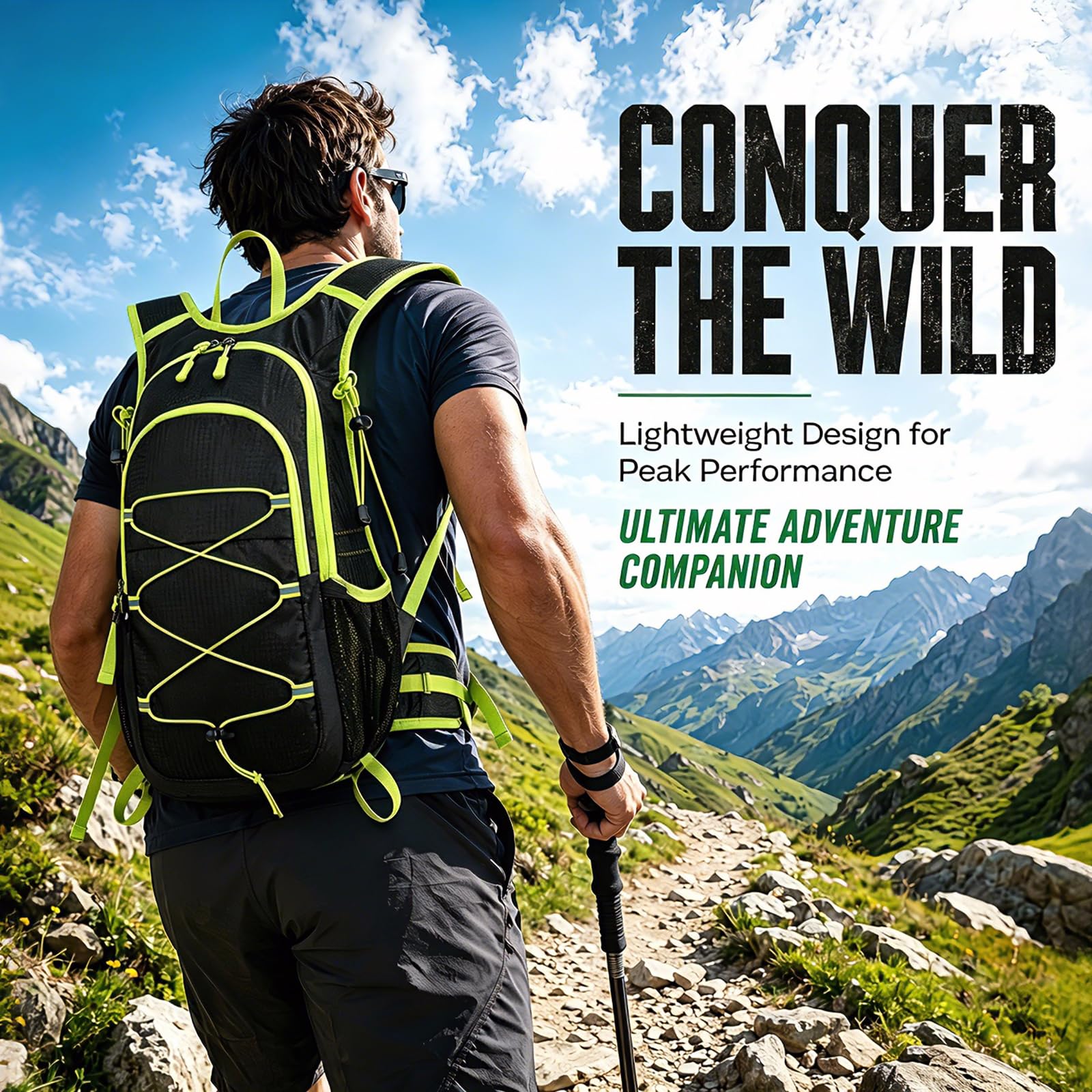 Zaino Bici 20L Leggero Uomo Donna, Zaino Escursionismo Robusto Impermeabile con Sistema di Ventilazione, Zaino Sportivo Outdoor Multifunzionale per Jogging, Escursionismo, Alpinismo (Verde)