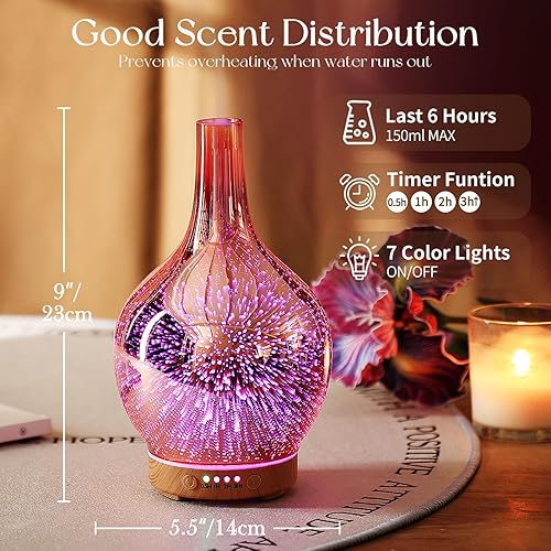 Miniatura 3 de Porseme Difusor de aceite esencial de oro rosa 3D humidificador ultrasónico de aromaterapia apagado automático sin agua ajuste de temporizador sin