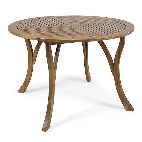Adn Outdoor 47" Round Acacia Wood Dining Table, Teak