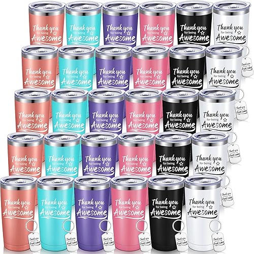 Vista 10 de Sieral 24 Piezas Vaso de Agradecimiento por Ser Genial, Suministros de Agradecimiento para Mujeres y Hombres, Vaso de Viaje Aislado de Acero Varios