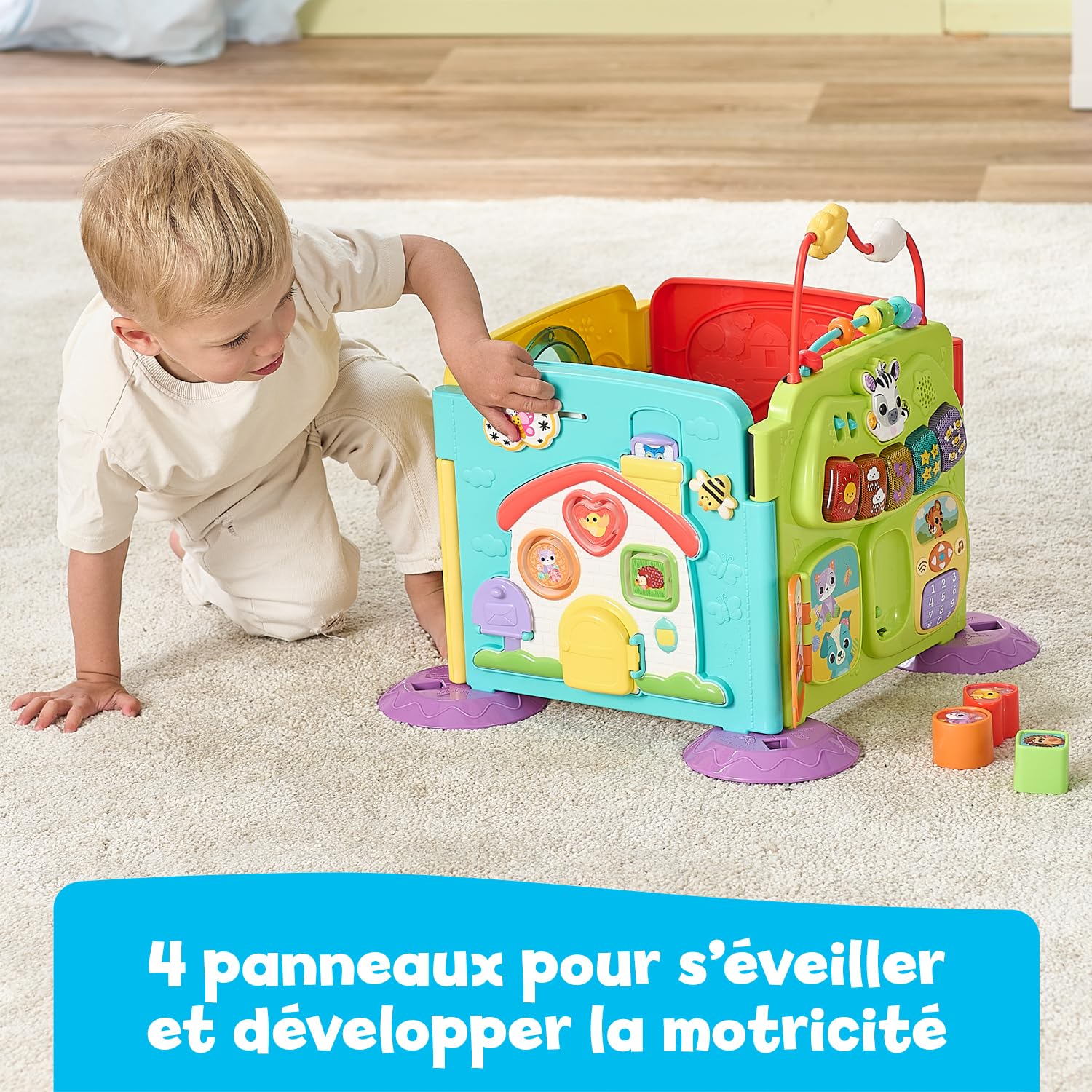 VTech Super Centre d'Activités Modulable Jouet Interactif 4 en 1 Cube d'Activité Évolutif avec Trieur de Formes et Jeux d'Éveil Cadeau Bébé Dès 6 Mois