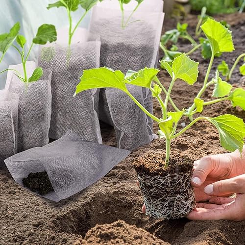 Miniatura 4 de 30 bolsas de cultivo, biodegradables no tejidas, bolsas de tela para plantas de semillero, bolsas de plantas para plantas de jardín (15.7 x 14.2)