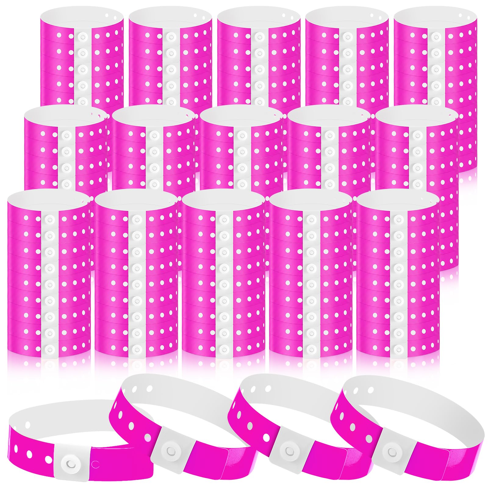 Henoyso 300 Pcs Pink Plastic Wristbands for Events